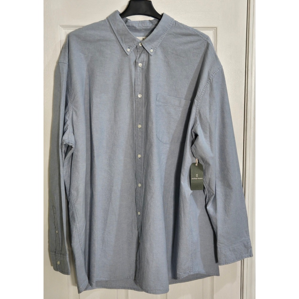 Mutual Weave Mens Tall Blue Oxford Button Down Shirt 100% Cotton 3XLT